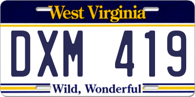 WV license plate DXM419