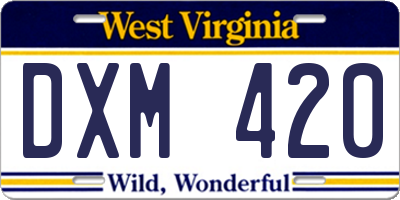 WV license plate DXM420