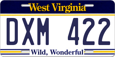 WV license plate DXM422