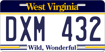 WV license plate DXM432
