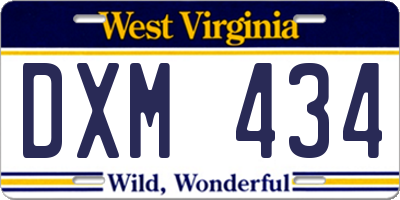 WV license plate DXM434