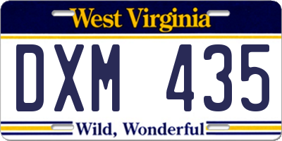 WV license plate DXM435