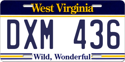 WV license plate DXM436