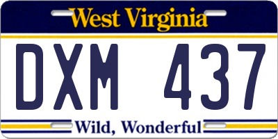 WV license plate DXM437
