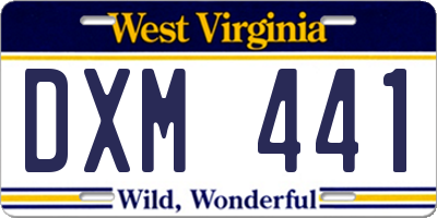 WV license plate DXM441