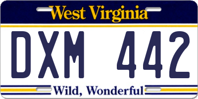 WV license plate DXM442