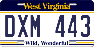 WV license plate DXM443
