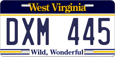 WV license plate DXM445