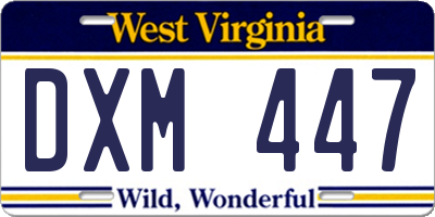 WV license plate DXM447