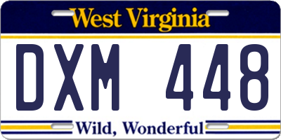 WV license plate DXM448
