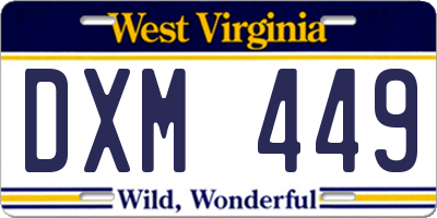 WV license plate DXM449