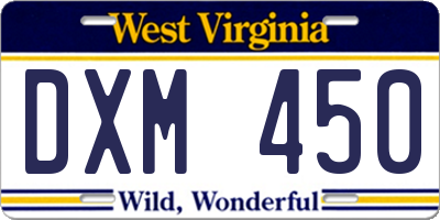 WV license plate DXM450