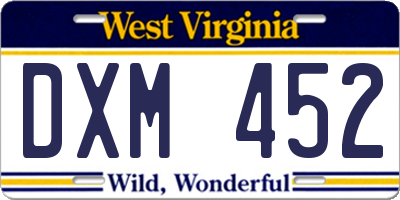 WV license plate DXM452