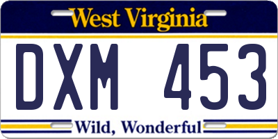 WV license plate DXM453