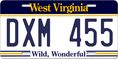 WV license plate DXM455