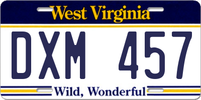 WV license plate DXM457