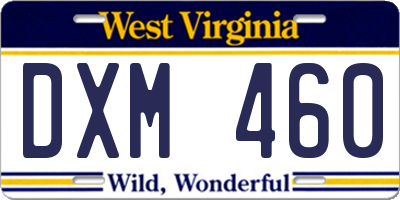 WV license plate DXM460