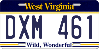 WV license plate DXM461