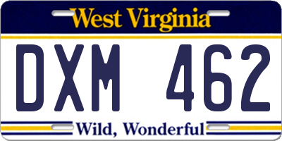 WV license plate DXM462