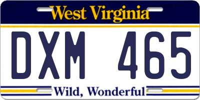 WV license plate DXM465
