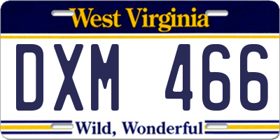 WV license plate DXM466