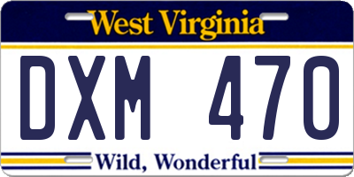 WV license plate DXM470