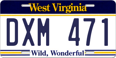 WV license plate DXM471