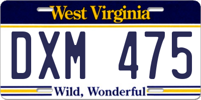 WV license plate DXM475