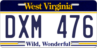 WV license plate DXM476