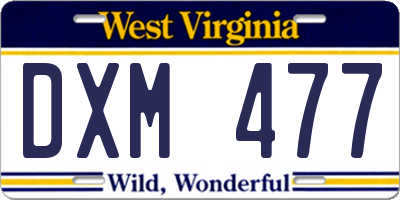 WV license plate DXM477
