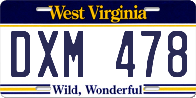 WV license plate DXM478