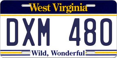 WV license plate DXM480