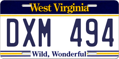 WV license plate DXM494