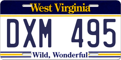 WV license plate DXM495