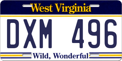 WV license plate DXM496