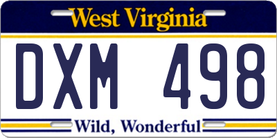 WV license plate DXM498
