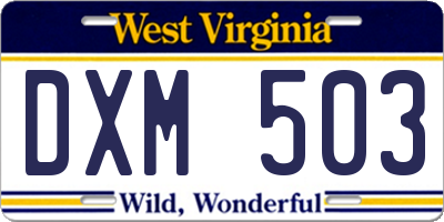 WV license plate DXM503