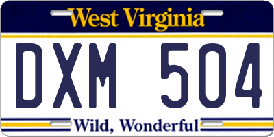 WV license plate DXM504