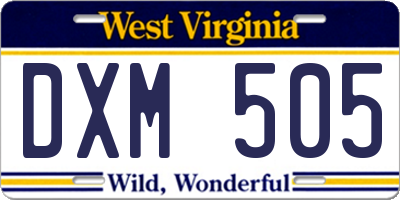 WV license plate DXM505