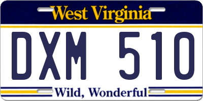 WV license plate DXM510