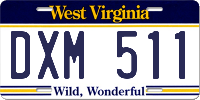 WV license plate DXM511