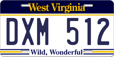 WV license plate DXM512