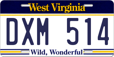 WV license plate DXM514