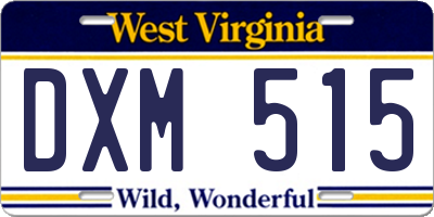 WV license plate DXM515