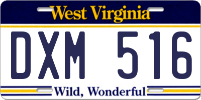WV license plate DXM516