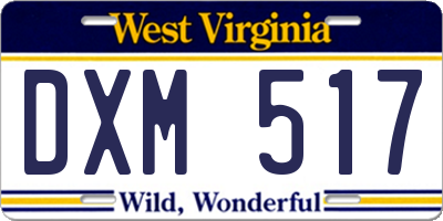 WV license plate DXM517