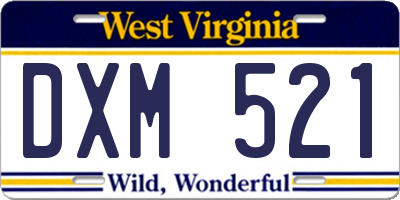 WV license plate DXM521