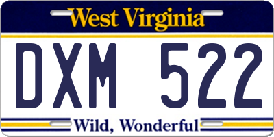 WV license plate DXM522