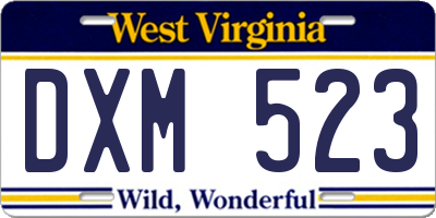 WV license plate DXM523