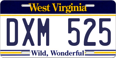 WV license plate DXM525